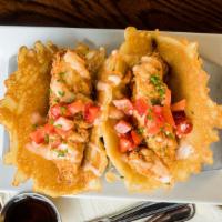 Chicken Hot Cake Tacos · Lightly  toasted peppered pancakes with crispy fried chicken, strawberry salsa, Ohio Maple s...