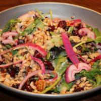 Eat Your Grains · farro, quinoa, baby spinach,  dried cranberries, honey roasted almonds, pickled onions, feta...