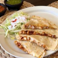 Quesadilla Jumbo · Jumbo size Quesadilla, cut into four pieces, with your choice of meat