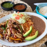 Fajita - Chicken · with Rice & Beans or Fries.