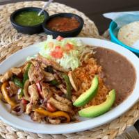 Fajita - Mix · chicken, beef, and shrimp. with Rice & Beans or Fries.