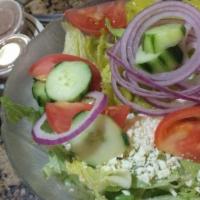 Chef'S Salad · Sliced turkey, ham, Swiss and American cheeses, lettuce, tomatoes,
onions, hard-boiled eggs ...
