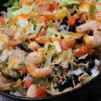 Shrimp Bowl · Grilled shrimp on a bed of citrus-cilantro rice and your choice of toppings, dressings, & sa...