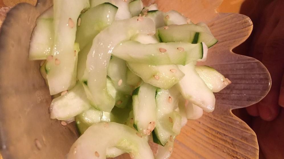 Cucumber Salad · Cucumber mixed with dressing.