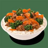 Beef & Broccoli · Beef and broccoli with carrots stir-fried in a mild, sweet soy sauce.