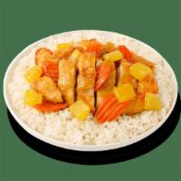 Sweet & Sour Chicken · Lightly battered chicken breast with sweet and sour sauce, pineapple and carrots.