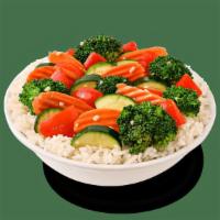 Mixed Vegetables · Wok-seasoned stir-fried broccoli, zucchini, carrots and red peppers with a hint of garlic.
