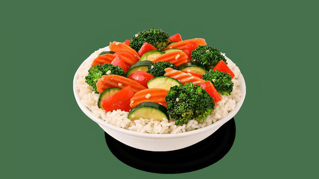 Mixed Vegetables · Wok-seasoned stir-fried broccoli, zucchini, carrots and red peppers with a hint of garlic.