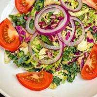 Garden Salad · Spring mix, tomatoes, red onion, balsamic vinaigrette.
