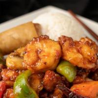 Double Delight With Chef Hot Pepper Sauce Lunch · Sauteed shrimp. Chicken and vegetables in garlic, onion and tomato base sauce. This sauce is...