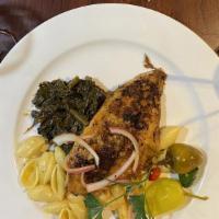 Cajun Catfish · Choice of blackened or fried in cornmeal. Southern line-caught catfish fillet, hand-dipped &...