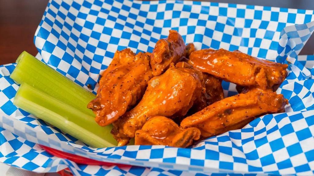 Regular Wings · Unbreaded, deep-fried JUMBO wings, tossed in sauce or seasoning!