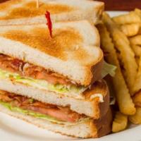 Blt · It's a triple-decker! Crisp bacon, lettuce, tomato and mayo, layered between three slices of...