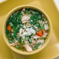 Chicken Soup · 16 oz of savory soup. Contains gluten and soy. We cannot make substitutions.