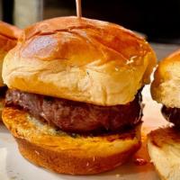 Filet Sliders (3) · Char-Grilled Filet Mignon Medallions on Mini Brioche Buns with Herb-GArlic Butter