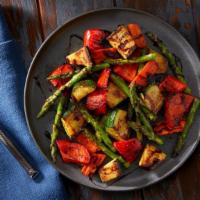 Roasted Vegetable Medley · Balsamic glazed medley of zucchini, carrots, red peppers, asparagus.