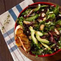 Chopped Chicken Salad · Grilled diced chicken, salt roasted red beets, avocado, red onion, red grapes, chevre with m...