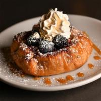 Rustic Triple Berry Tart · Golden and flakey pie crust with blackberry, raspberry, blueberry, spiced apple, sweet cream...