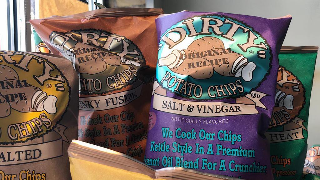 “Dirty” Potato Chips · The sandwich companion. Kettle cooked in premium peanut oil for a crunchy, tasty chip. Select your favorite from the dropdown menu. (To order more than one kind, just add each separately.)