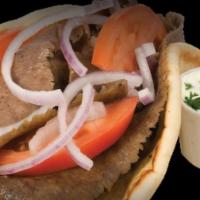 Gyros · Gyros shaved from the spit and served with tomato, onion and our famous tzatziki sauce.