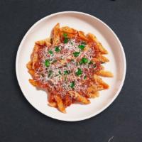 Marinara Pasta (Penne) · Fresh basil leaves, garlic, and grated parmesan cooked with penne.