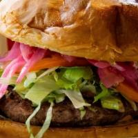 The Times Square · The Classic- beef patty, tomato, lettuce, pickled red onion, sauce 42 (served with fries or ...