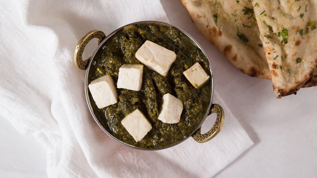 Saag Paneer · Most popular. Curried spinach and homemade cheese with creamy spices. Served with saffron and basmati rice.