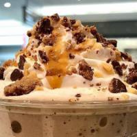 Reese'S Froyo Shake · This delicious shake made with Vanilla gelato, vanilla froyo, and Reesepices, topped with wh...