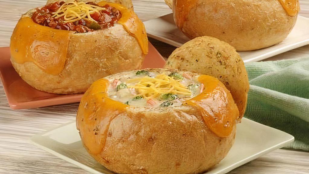 Bread Bowls · Broccoli Cheese Soups in a gourmet toasted bread bowl.