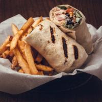 Santa Fe Wrap · Smoked pulled chicken, chipotle ranch, white cheddar, cotija, fire-roasted corn, black beans...