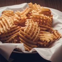 Waffle Fries Side · Crispy waffle cut fries.
