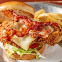 Fried Chicken Blt · Crispy fried chicken breast with pepper jack and swiss cheese with six pepper mayo on top of...