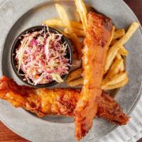 Fish & Chips · House favorite.
Our famous large beer battered fish fillets with fries, coleslaw and a side ...