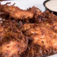 Coconut Chicken Fingers · Chicken tenders with crunchy coconut coating. Served with creole mustard mayo or plum sauce.