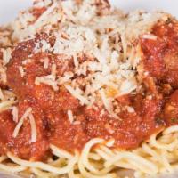 Spaghetti & Meatballs  · Three large meatballs atop linguini with our classic red sauce. Sprinkled with parmesan.