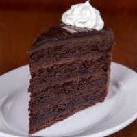 Five-Layer Chocolate Cake · Monstrous layers of moist chocolate cake sandwiched with our silky smooth chocolate filling.