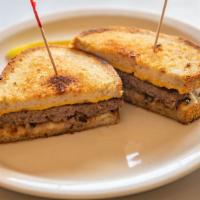 Patty Melt  · beef patty with american, swiss cheese grilled onions