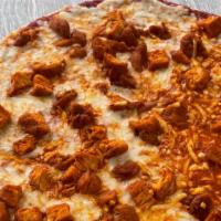 Buffalo Chicken Pizza · Thin crust with our classic red sauce, loaded with mozzarella cheese and sliced chicken mari...