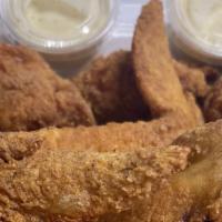 Jumbo Wings (10 Pieces) · We have ranch, buffalo sauce, hot sauce, and blue cheese dressing and BBQ sauce to accompany...
