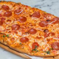 Gluten Free Pepperoni Pizza · Pepperoni, red onion, provolone