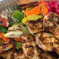 Deboned Chicken · Marinated in olive oil, garlic & light spices & char-grilled.