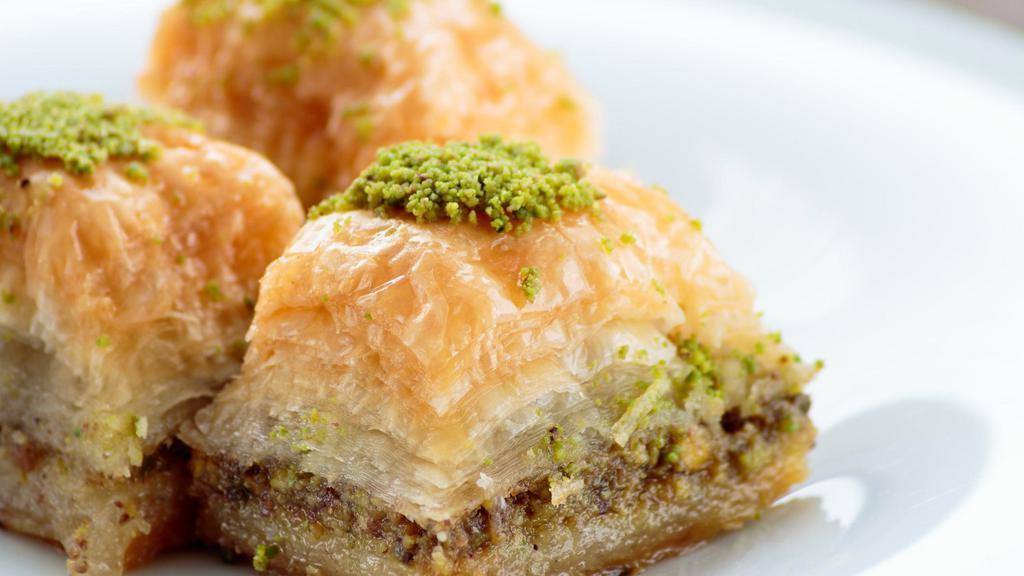 Baklava · Layers of phyllo dough with nuts and honey. 2 pcs.