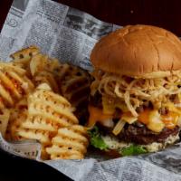The Widowmaker · A half-pound fresh angus beef seasoned and grilled to perfection. Topped with melted cheddar...
