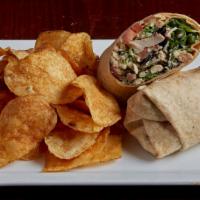 Grilled Chicken Wrap · Sliced grilled chicken breast, marinated tomatoes, spring greens, shredded mozzarella cheese...