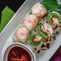  Gỏi Cuốn Tôm  · Shrimp summer rolls - Fresh vegetables, mint, rice noodles served with hoisin sauce. (2)