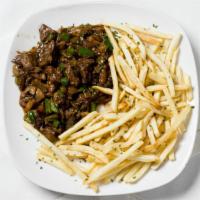 Steak Bites · onions, peppers & garlic butter served w/ grilled ciabatta bread & house fries.