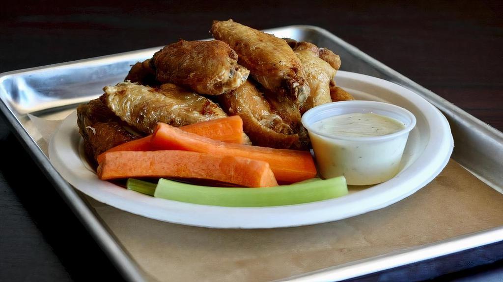 1 Pound Of Plain Wings · 1 Pounds of our crispy chicken wings (Around 10 wings).  Served with Bleu Cheese or Ranch