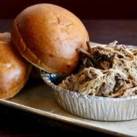 1 Pound Of Pulled Pork · Each pound of meat comes with 3 white buns. Addition buns available upon request.