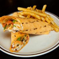 Grilled Chicken Wrap · Grilled chicken breast, Mozzarella cheese, pesto mayonnaise sauce, roasted red peppers and g...