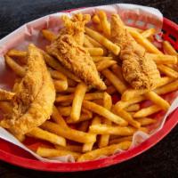 Chicken Tenders · Lightly battered and served with your choice of dipping sauces (BBQ, ranch or honey mustard)...